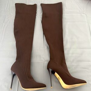 Brown Knee High Heels
